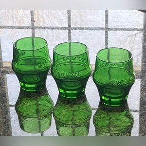 Set of 3 VINTAGE Amaro Montenegro Green Lowball Tumblers